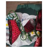 Deluxe 10-In Nutcracker Soldier Ornament Set with Bead Garlands & Woven Baskets