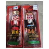 Deluxe 10-In Nutcracker Soldier Ornament Set with Bead Garlands & Woven Baskets