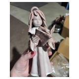 Angel Figurine Reading a Book - White Ceramic Decorative Sculpture