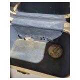 Vintage Beige Vanity Case - Brass Hardware & Padded Handle