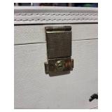 Vintage Beige Vanity Case - Brass Hardware & Padded Handle