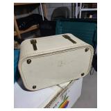 Vintage Beige Vanity Case - Brass Hardware & Padded Handle