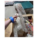 Vintage Porcelain Bride Doll - White Lace Wedding Dress & Veil