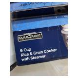 Duraceramic 6-Cup Rice & Grain Cooker with Steamer - Titanium Infused Ceramic Non-Stick Coating