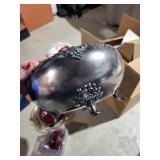 F.B. Rogers Silversmiths 1182 Red Glass Crystal Set with Lids & Gold Trim