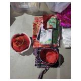 Assorted Chinese Silk Fabrics, Mongolian Text Scroll & Accessories - Floral Brocade & Embroidered Panels