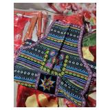 Assorted Chinese Silk Fabrics, Mongolian Text Scroll & Accessories - Floral Brocade & Embroidered Panels