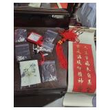 Chinese Knot Ornament - Star Pendant with Pearl Beads & Red Tassels