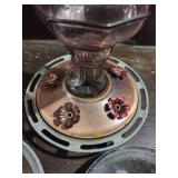 Vintage Glass Hummingbird Feeder - Copper Handle & Floral Base