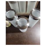 Frosted Glass Cylinder Vases With Stainless Steel Rims - Set of 3