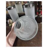 Frosted Glass Cylinder Vases With Stainless Steel Rims - Set of 3