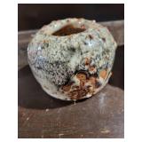 Ceramic Vessels Set: 3 Pitted Globe Vases & Green-Glazed Bowl