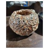 Ceramic Vessels Set: 3 Pitted Globe Vases & Green-Glazed Bowl