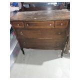 Antique Dark Wood Dresser with Arched Mirror