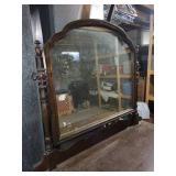 Antique Dark Wood Dresser with Arched Mirror