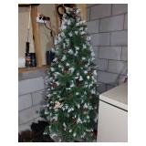 Artificial Christmas Tree Snow-Tipped with Pine Cones & Red Berries