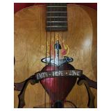 Acoustic Guitar - Faith Hope Love Flame Artwork in Red Case