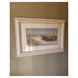 Beach Scene Framed Print With Dunes and Ocean - Coastal Wall Art