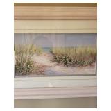 Beach Scene Framed Print With Dunes and Ocean - Coastal Wall Art