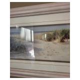 Beach Scene Framed Print With Dunes and Ocean - Coastal Wall Art