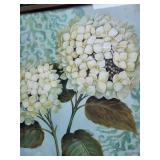 Hydrangea Floral Print in Ornate Dark Wood Frame with Gold Bead Detail