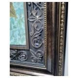 Hydrangea Floral Print in Ornate Dark Wood Frame with Gold Bead Detail