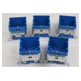 Six Blue Plastic Electrical Back Boxes With Metal Mounting Brackets