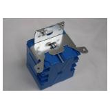 Six Blue Plastic Electrical Back Boxes With Metal Mounting Brackets