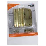 National Hardware V512R5/B Door Hinge - 3-1/2' Bright Brass Finish - 2-Pack
