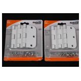National Hardware Door Hinge 3-1/2' White Finish 3-Piece Pack - 2 Pack