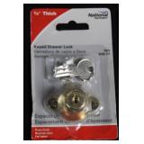 National Hardware VKA826 N185-298 Keyed Drawer Lock - Brass Finish, 3/4 in. Thick