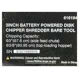 Klutch Disc Chipper/Shredder, KLiQ 57.6V, 3in. Cutting Capacity, Brushless, Battery-Powered, Bare Tool #6161948 Msrp $899.99 see description