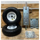 Dual Gate Helper Wheels-10 in. Pneumatic Tires with Zinc-Plated Finish for Chain Link, Sliding, Metal Tube Swing Gates Msrp $107.66 see description