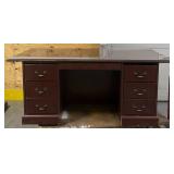 Dark Cherry Wood Double Pedestal Writing Table 72-1/4 x36 x30