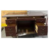 Dark Cherry Wood Double Pedestal Writing Table 72-1/4 x36 x30