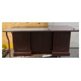 Dark Cherry Wood Double Pedestal Writing Table 72-1/4 x36 x30