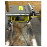 ^RYOBI 15 Amp 10 in. Compact Portable Corded Jobsite Table Saw with Folding Stand RTS12 Msrp $229.00 see description