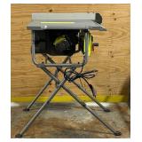 ^RYOBI 15 Amp 10 in. Compact Portable Corded Jobsite Table Saw with Folding Stand RTS12 Msrp $229.00 see description