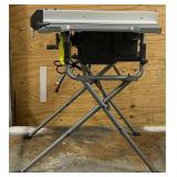 ^RYOBI 15 Amp 10 in. Compact Portable Corded Jobsite Table Saw with Folding Stand RTS12 Msrp $229.00 see description