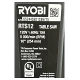 ^RYOBI 15 Amp 10 in. Compact Portable Corded Jobsite Table Saw with Folding Stand RTS12 Msrp $229.00 see description