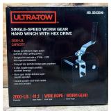 Ultra-Tow Single-Speed Worm Gear Hand WInch with Hex Drive, 2000-Lb. Load Capacity #5033506 Msrp $124.99 see description