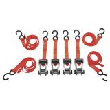 SmartStraps RatchetX Aluminum Tie-Downs, 14ft.L, 3,000-Lb. Breaking Strength, 4-Pack, Orange, Model# 349 #152006 Msrp $39.99