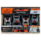 SmartStraps RatchetX Aluminum Tie-Downs, 14ft.L, 3,000-Lb. Breaking Strength, 4-Pack, Orange, Model# 349 #152006 Msrp $39.99
