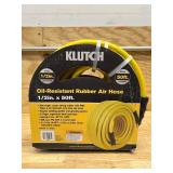 Klutch Oil-Resistant Rubber Air Hose with 1/2in. 3/8in. Reducer, 1/2in. x 50ft., 300 PSI