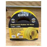 Klutch Oil-Resistant Rubber Air Hose with 1/2in. 3/8in. Reducer, 1/2in. x 50ft., 300 PSI
