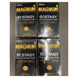 Lot of 4 Trojan Magnum Ecstasy Large Size Condoms 10ct Each