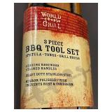 World Market 3-Piece BBQ Tool Set - Spatula, Tongs & Grill Brush