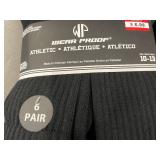 Wear Proof Athletic Socks - 6 Pair Per Pack - Size 10-13 - Black - Lot of 2