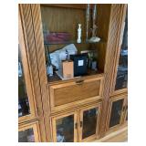 Oak 3-Piece Wall Unit Display Cabinet w/ Glass Doors Drop Front