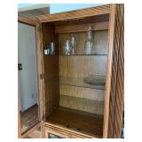Oak 3-Piece Wall Unit Display Cabinet w/ Glass Doors Drop Front